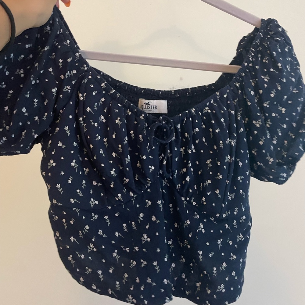 Hollister Dark Blue Floral Blouse